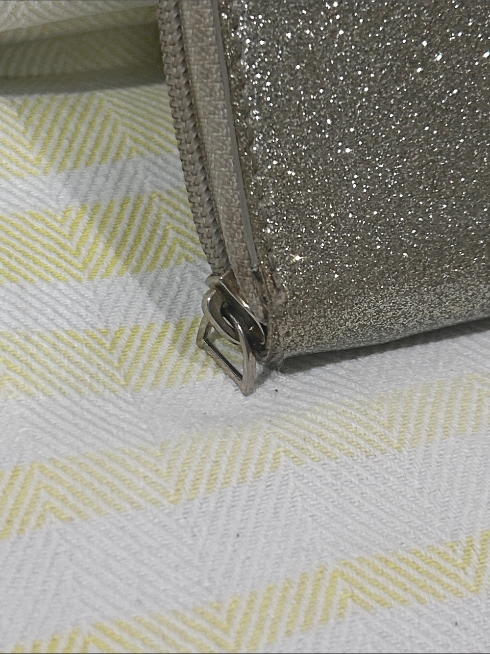Kate Spade Sparkle Zip-Around Wallet - Silver Glitter Used Condition - Picture 3 of 10